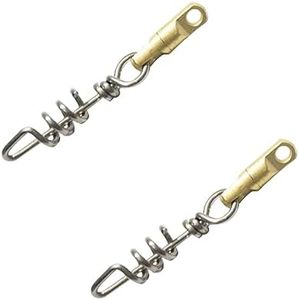 BOLWHAO 2 Pcs Fishing Corkscrew Swivels, Stainless Steel Fishing Swivels 500lbs Ball Bearing Pigtail Swivel,70mm