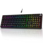 KOORUI Gaming Keyboards, 26 RGB Backlit Mechanical Keyboard Wired 104 Keys Full Size UK Layout with Brown Switch Gamer Keyboards for Windows MacOS Linux