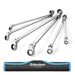 DURATECH Extra Long Flex-Head Ratcheting Wrench Set, Double Box End Wrench Set, 6-Piece, Metric 8-19mm, CR-V Steel, with Pouch