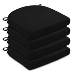 LOVTEX Chair Cushions for Dining Chairs 4 Pack - Memory Foam Chair Pads with Ties and Non-Slip Backing - Seat Cushion for Kitchen Chair 16x16x2, Black