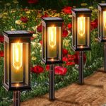 Amzxart Solar Pathway Lights Outdoor,6 Pack Solar Lights Outdoor Waterproof,Pathway Lights Solar Powered for Garden Walkway Sidewalk Backyard Lawn Yard Decoration(Warm White)