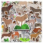 Donkey Stickers 50 Pcs Waterproof Cute Animal Stickers for Laptop Hydro Flask Water Bottle Motorcycle Bicycle Skateboard Luggage,Vinyl Cartoon Funny Donkey Sticker for Teens Adults Girls