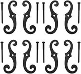 Renovators Supply Manufacturing Shutter Dogs 6.5" Black Cast Iron S Shaped Shutter Dogs with Mounting Hardware Pack of 4