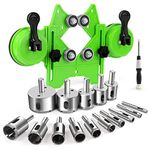 Diamond Hole Saw Kit 17PCS Tile Drill Bits Sets with Double Suction Cups Hole Saw Guide Jig Fixture from 4mm-83mm Hollow Drill Hole Saw Set for Ceramic, Glass, Tile, Porcelain, Marble, Granite