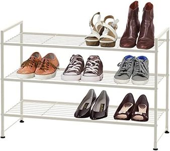 SimpleHouseware 3-Tier Stackable Wired Grid Shoe Rack, White