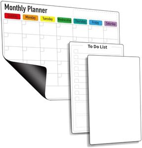 ZazzyKid Magnetic Dry Erase Calendar for Fridge: Pack of 3-14.6” x 11.6” Magnetic Monthly Planner + 7.3” x 11.6” To Do List Pad & Fridge Whiteboard
