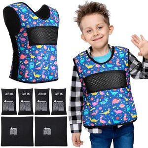 Janmercy Weighted Vest for Kids Compression Sensory Vest Pressure Vest Breathable Deep Pressure Comfort for Autism Sensory Pressure Vest for Hyperactivity Mood Processing Issues (Small)