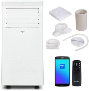 MEDION P702 (MD 37737) Climatiseur mobile intelligent avec tuyau d'évacuation d'air (y compris joint de fenêtre, 3en1, jusqu'à 25qm, 7.000 BTU, refroidir, déshumidifier, ventiler, commande App et voca