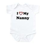 CafePress I Love My Nanny Infant Bodysuit Cute Infant Bodysuit Baby Romper Cloud White