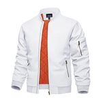 KEFITEVD Men Bomber Baseball Jackets Winter Retro Military Jacket Warm Cargo Coats with 4 Pockets,White,M