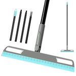 Multifunction Heilo Magic Broom, Silicone Floor Squeegee Broom with 59" Long Handle, Scraping Broom for Floor Bathroom Kitchen Shower Tile Pet Hair Fur Marble Glass Water Window Foam Cleaning, Blue