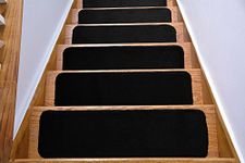 Comfy Stair Tread Treads Indoor Skid Slip Resistant Carpet Stair Tread Treads Machine Washable 8 ½ inch x 30 inch (Set of 7, Black)