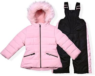 Arctic Quest Little Girls Bib Snow Pants and Ski Jacket Water-Resistant Snowsuit For Kids Winter Jacket For Girls, Puffer Blush, 3T