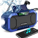 Portable Emergency Weather Radio with Waterproof Bluetooth Speaker, AM/FM/NOAA Hand Crank Solar Rechargeable Radio with Flashlight, Reading Light, 5000mAh Cell Phone Charger, SOS Alarm, Survival Gear