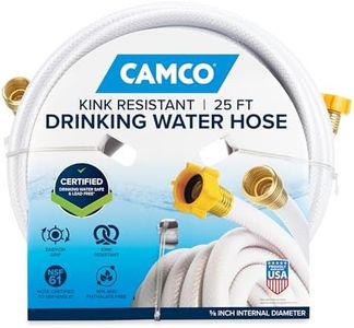 Camco TastePURE 25-Ft Water Hose - RV Drinking Water Hose Contains No Lead, No BPA & No Phthalate - Features Diamond-Hatch Reinforced PVC Design - 5/8” Inside Diameter, Made in the USA (22783)