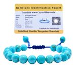 Certified Magnesite Turquoise Bracelet for Women Men with Healing Crystal and Reiki Stone - Beautiful Gemstone Adjustable Beaded Bracelet for Balance, Harmony & Positive Energy