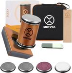 Orivix Rolling Knife Sharpener Kit – Magnetic 4-Angle Base, 3.86 Inches Longer Wooden Roller, 4 Grit Discs (1000/400 Diamond & 3000 Maroon / 6000 White Ceramic) and Leather Strop