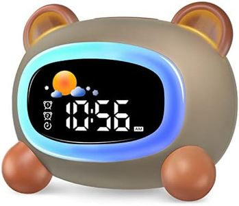 Monebena Kids Alarm Clock Cute OK to Wake for Sleep Training with Night Light and Sound Machine Toddlers Boys Girls Teens Bedrooms (Bear) ,colorful SG5_KRJ2