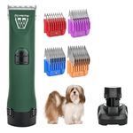 MASTERCLIP Cordless Dog Clipper for Shih Tzu, Bichon Frise, Lhasa Apso and Schnauzers. Professional Dog Clipping Results at Home on All Lap Dogs That Have Thick, Long or Wavy Hair.