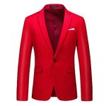 Mens Blazer Slim Fit Sport Coats 26 Colors Suit Jacket for Daily Business and Prom Party, Bright Red, 40