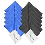 Microfiber Cleaning Cloth - 6 x 7" Blue/Black Microfiber Cloth with White Cleaning Cloth - 12 Pack Microfiber Cleaning Cloth for Glasses & Camera Lens