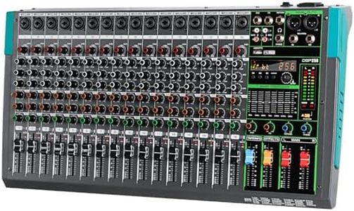 Depusheng PA16 Professional Audio Mixer Sound Board Console Desk System Interface 16 Channel Digital USB Bluetooth MP3 Computer Input 48V Phantom Power Built-in 256 Reverb Effect, Black