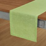 Solino Home Linen Table Runner – 14 x 108 Inch, European Flax, Chambray Lime Green – Athena, Handcrafted with 100% Pure Linen Fabric