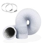 4 Inch Dryer Vent Hose,16FT Aluminum Ducting for HVAC Ventilation, Flexible Air Duct Hose for Ac Exhaust, Kitchens,Grow Tent,Green Houses, 2 Clamps Include