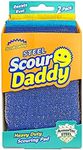 Scrub Daddy Steel Scour Pads - Scour Daddy Steel - Stainless Steel Scouring Pads for Dishes, Pots, Pans and Grill, Scrubbers for Kitchen and Bathroom, Soft in Warm Water, Firm in Cold - 2ct