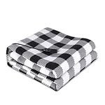 Virzen 12V Car Electric Blanket 150 x 100 cm Single Heated Throw Blanket Soft Double Layer Plaid Heating Blanket for Winter Travel Camping Outdoor, Black and White