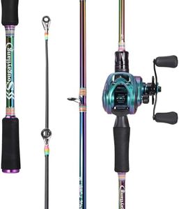 Sougayilang Baitcasting Fishing Combo, 2-section Colorful Poratble Light Weight Fishing Rod with Super Smooth Baitcaster Fishing Reel for Freshwater Saltwater-2.1Q-R