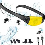 Waterproof Swimming MP3 Player with Headphones - 8GB Memory,IPX8 Certified,Shuffle Function,20H Playing time,Magnetic Charging - Perfect for Swimmers, Water Sports, and Underwater Activities (Yellow)