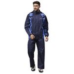 ZEEL Rain Coat for Men Waterproof for Bike Riders with Adjustable Hood along with inner pockets,Waterproof Raincoat with Polyester Jacket,Pants and Waterproof Drawstring Bag,AZ05 NavyBlue-Blue XL