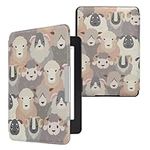 kwmobile Case Compatible with Amazon Kindle Paperwhite Case - eReader Cover - Sheep White/Brown/Grey