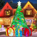 COMIN 7 FT Christmas Inflatables Tree Outdoor Decorations Blow Up Yard 3 Present Boxes with Built-in LEDs for Indoor Party Garden Lawn Decor