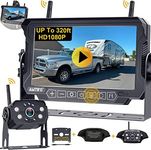 AMTIFO RV Backup Camera Wireless Easy Install：Plug-Play for Furrion Pre-Wired Mount 4 Channel 7 Inch Sensitive Touch Key Monitor Trailer Rear View Camera Loop Recording,No lag No Lost of Signal - A5