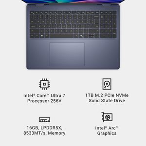 Dell 16 Plus 2-in-1 Laptop, 16GB RAM, 1TB SSD, Blue