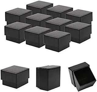 Sdootjewelry Ring Box, 1.97 x 1.97 x 1.57” Kraft Earring Ring Boxes, 50 Pack Square Cardboard Jewelry Gift Boxes Black Small Earring Ring Gift Box with Foam Insert for Wedding Propose Jewelry Packing