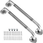 2 Pack 16 Inch Shower Grab Bar with Anti-Slip Grip, iMomwee Chrome Stainless Steel Bathroom Grab Bar Handle, Shower Balance Bar, Safety Hand Rail Support, Handicap Elderly Senior Assist Bath Handle
