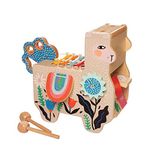 Manhattan Toy Musical Llama Wooden Instrument for Toddlers with Maraca, Clacking Saddlebags, Drumsticks, Washboard and Xylophone