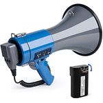 Loudmore Professional 15" Large Megaphone Bullhorn with Detachable Microphone, USB/SD/MMC Reader, AUX Input, Recording and Siren - Perfect for Indoor/Outdoor Sporting Events and Crowd Control (Blue)