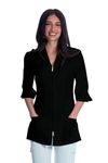 Flaunt Women's Zip Front Warm-Up Scrub or Spa Jacket Lab Coat Medical Uniform-Black-Medium