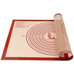 SUPER KITCHEN Non-Slip Silicone Pastry Mat Extra Large with Measurements 71 × 51 cm for Baking Mat, Counter Mat, Dough Rolling Mat,Placement/Fondant/Pie Crust Mat (red)