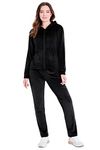 CityComfort Womens Tracksuit Zip Up Velour Sweatsuit Hoodie Joggers 2 Piece Set (Black, L)