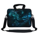 Meffort Inc® 11.6 Inch Neoprene Laptop Bag with Extra Side Pocket, Soft Carrying Handle & Removable Shoulder Strap for 10" to 11.6" Size Ultrabook Chromebook (Blue Dragon)