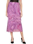 SAFFE Women's Casual Flared Polyester Blend Abstract Printed Body Fitted Skirt (Multi_34)