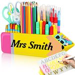 Containlol Teacher Appreciation Gifts Teacher Name DIY Pencil Holder Pencil Shape Pencil Organizer Teachers' Day Teacher Birthday Supplies for Women Men Christmas Desk Sign School Office Decor