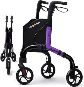 Premium 3 Wheel Rollator Walker for Seniors, Lightweight Foldable Elderly Three Wheeled Rollator with Storage Bag, Aluminum Mobility Aid Rolling Walker (Purple)