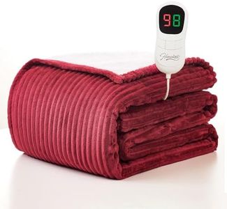 Homemate Heated Blanket Electric Throw - 50"x60" Heating Blanket Throw 1/2/4/6/8 Hours Auto-Off 10 Heat Levels Over-Heat Protection Soft Flannel Sherpa ETL Certification