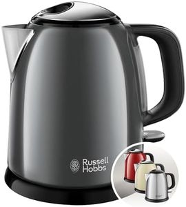 Russell Hobbs Colours+ 24993-70 Small Kettle [1.0 L] Stainless Steel Grey (2400 W, Quick Boil Function, Removable Limescale Filter, External Water Level Indicator, Small Travel Kettle) Tea Maker